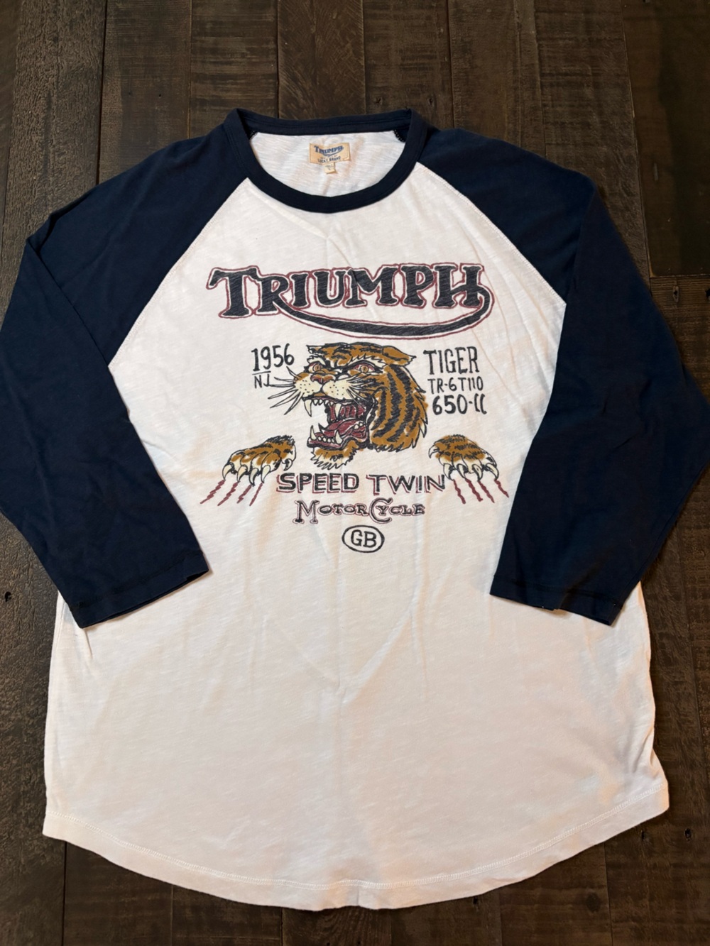 Lucky Brand Raglan Tee - White & Navy